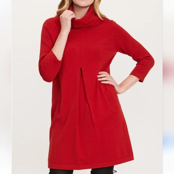Tyler Boe Dresses & Skirts - Tyler Boe Kim Cotton Cashmere Cowl Neck Tunic Dress In Crimson Size Medium